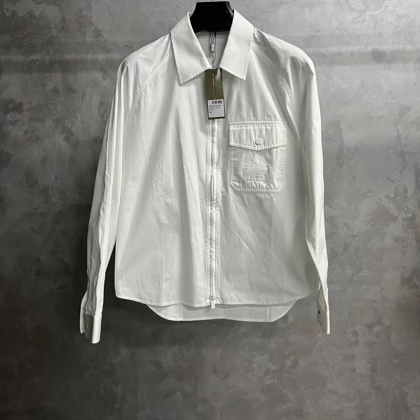 Dior Dior White Logo Embroidery Cotton Zip Longsleeve Shirt 48 Size US M / EU 48-50 / 2 - 1 Thumbnail