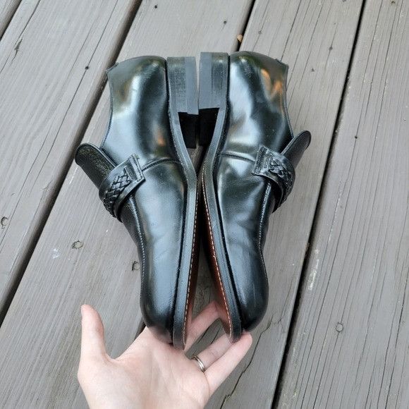 Mason's Vintage 60s Mason Shoes Black Leather Braided Vamp Moc Toe D Size US 11.5 / EU 44-45 - 3 Thumbnail