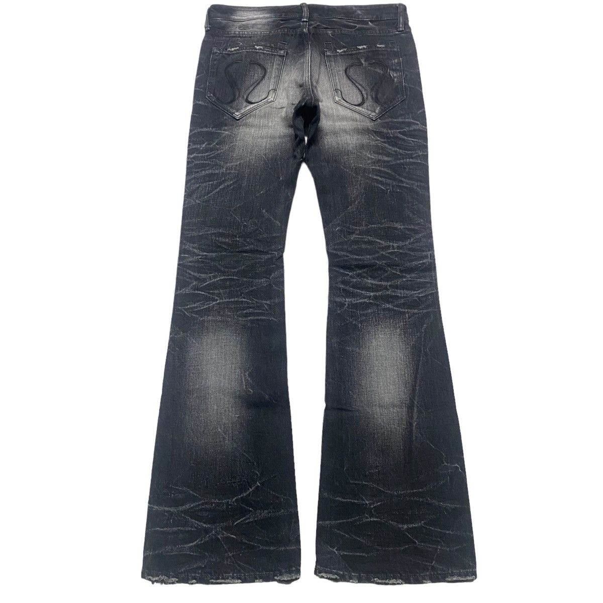 Civarize Black Whisker Denim Flare Jeans