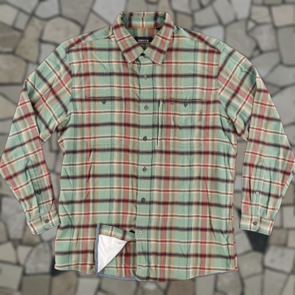 Orvis Orvis Shirt Plaid Button Up Green Long Sleeve Men L Flannel Stretch Cotton Blend Size US L / EU 52-54 / 3 - 1 Thumbnail