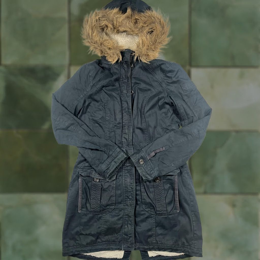 Abercrombie & Fitch Abercrombie & Fitch Coat Womens Medium Blue Parka Fishtail Fur Hooded Lined Y2K Size M / US 6-8 / IT 42-44 - 1 Thumbnail