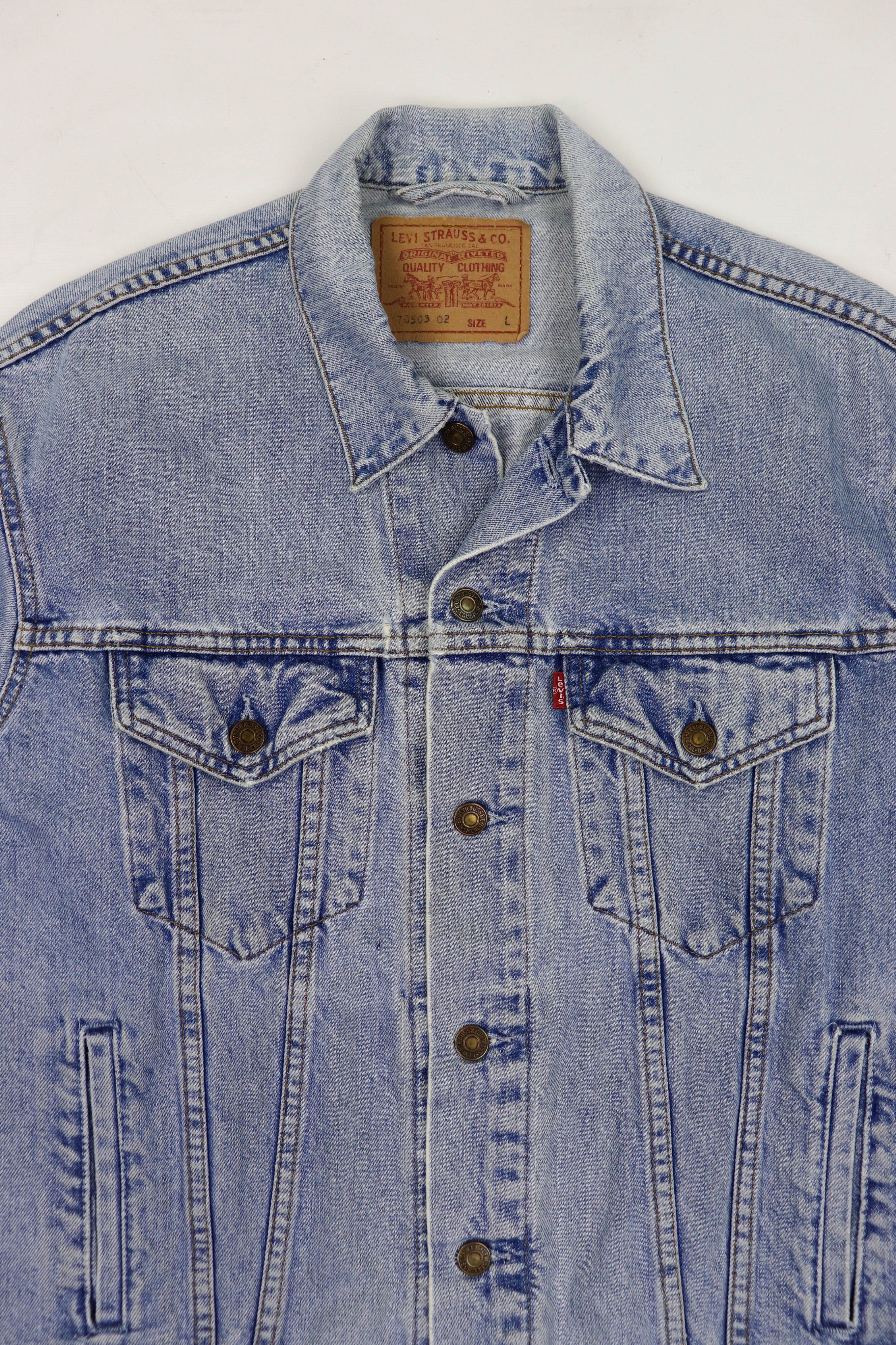 Levi's Levi's 80s Vintage Blue Washed Denim Jeans Trucker Jacket Size US L / EU 52-54 / 3 - 3 Thumbnail