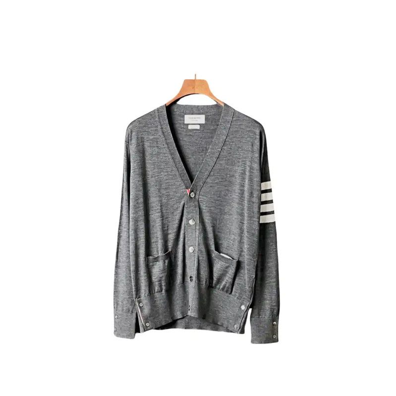 Thom Browne Thom Browne Gray Cotton Short Cardigan for Men 0089 Size US M / EU 48-50 / 2 - 1 Thumbnail