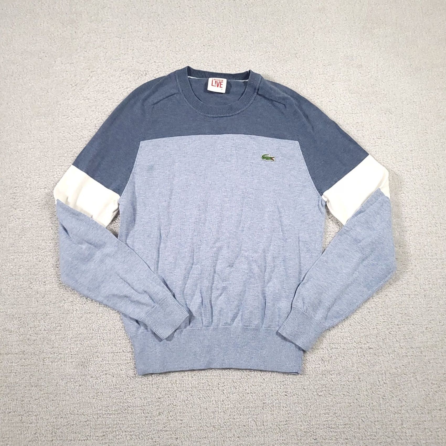 Lacoste Lacoste Live Sweater Crew Neck Colorblock Mens XS Blue Knit Pullover Size Regular Long Sleeve Size US XS / EU 42 / 0 - 2 Thumbnail