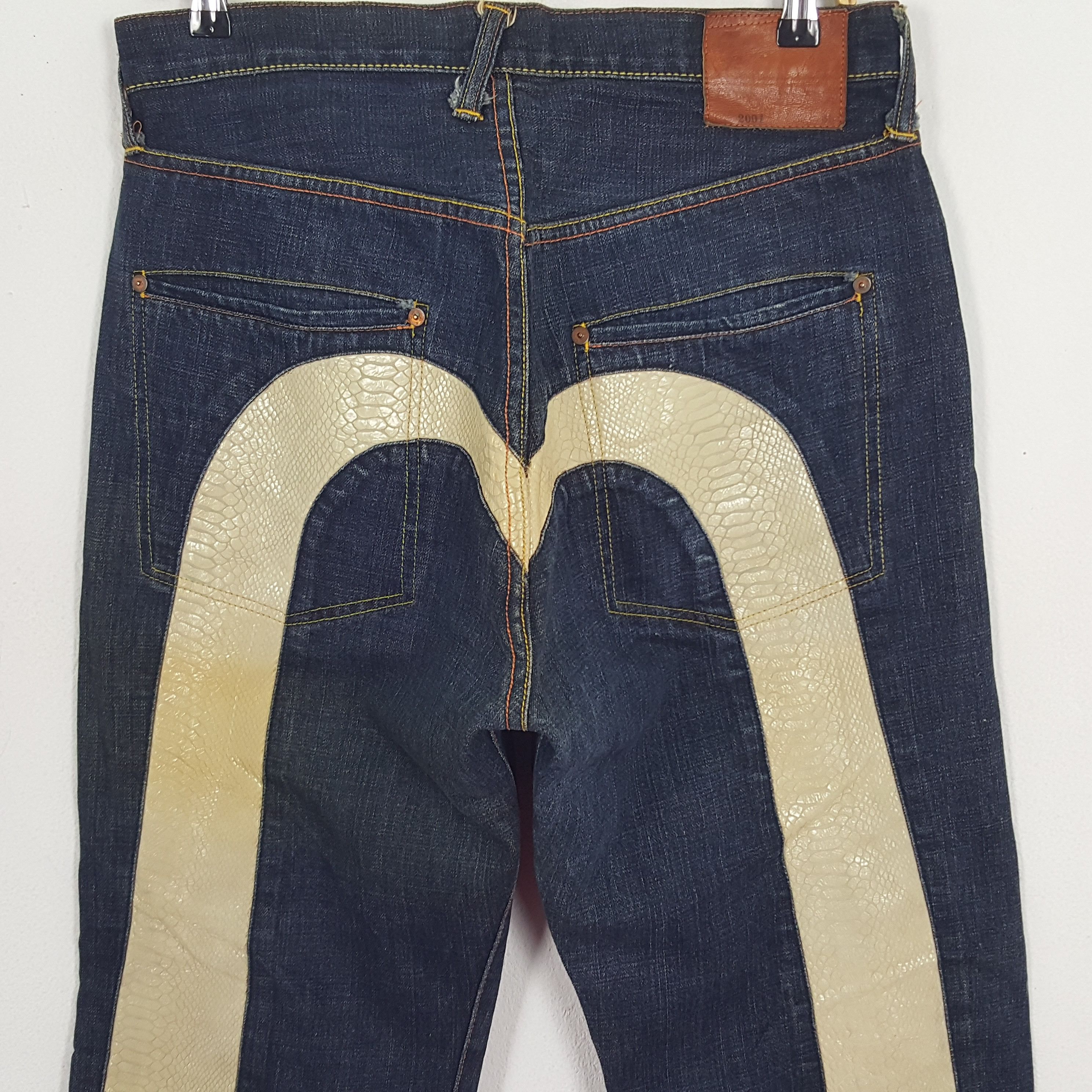 Evisu × Vintage Vintage Evisu Japan Leather Daicock Snake Design Denim Jeans Size US 31 - 2 Thumbnail