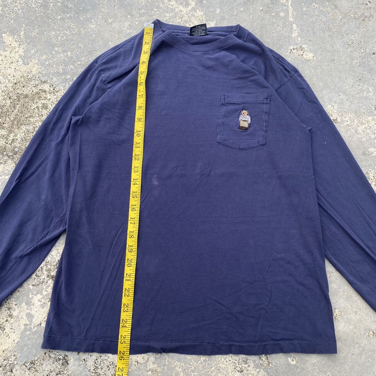 Polo Ralph Lauren × Vintage 90s polo ralph lauren bear long sleeve ripped pocket tee Size US S / EU 44-46 / 1 - 18 Thumbnail