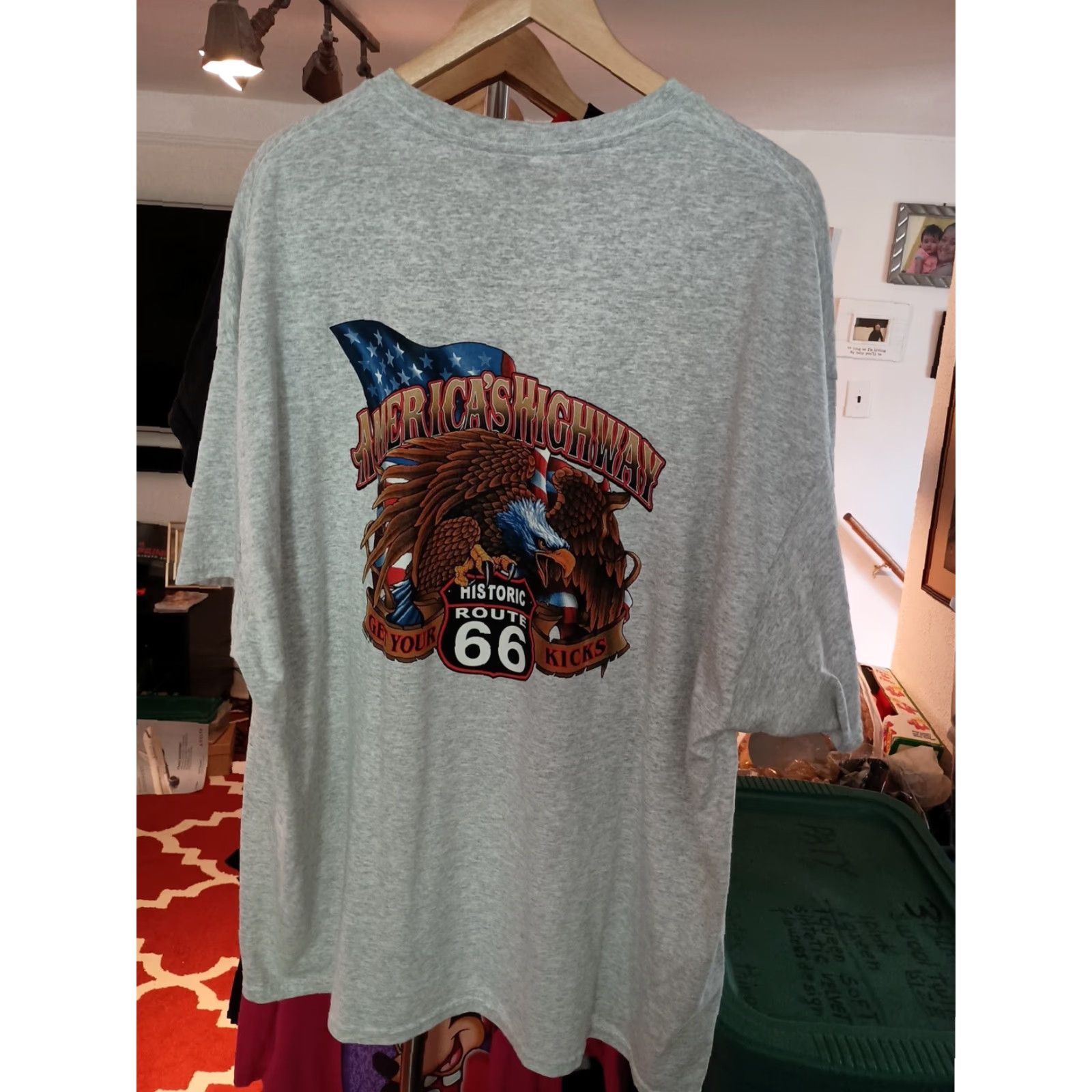 Gildan VINTAGE Route 66 Highway T-shirt Americana USA 3XL Gray Men Cars Moto T-Shirt USA Route 66 90s? Size US XXL / EU 58 / 5 - 3 Thumbnail