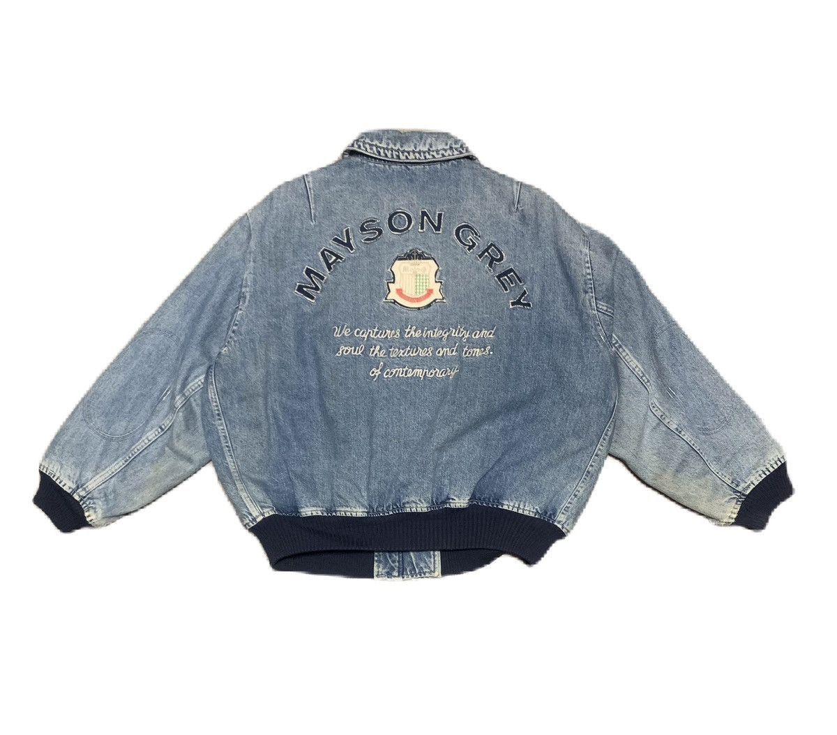 Japanese Brand Vintage 80s Mayson Grey Bomber Denim Jacket Size US M / EU 48-50 / 2 - 3 Thumbnail