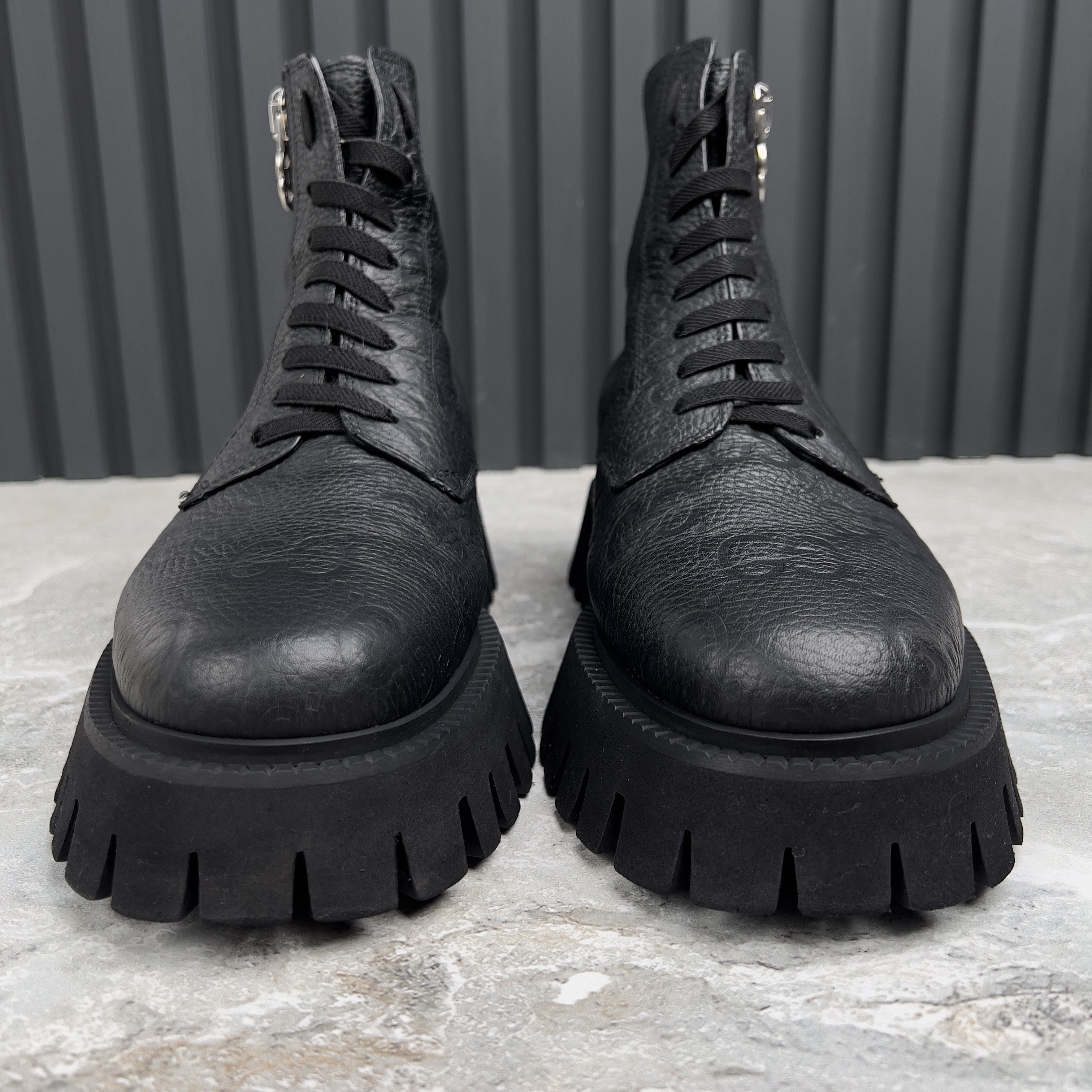 Gucci Gucci Combat Boots Interlocking G Monogram Side Zip Lug Sole Size US 7.5 / EU 40-41 - 8 Thumbnail