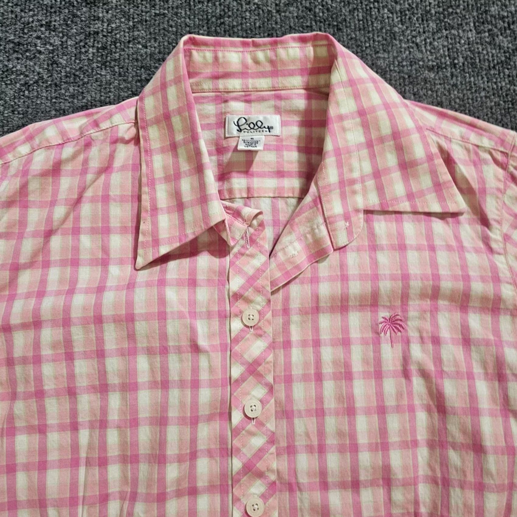 Lilly Pulitzer Lilly Pulitzer Top Womens 6 Pink Plaid Long Sleeve Button Classic Career Shirt Size M / US 6-8 / IT 42-44 - 2 Thumbnail