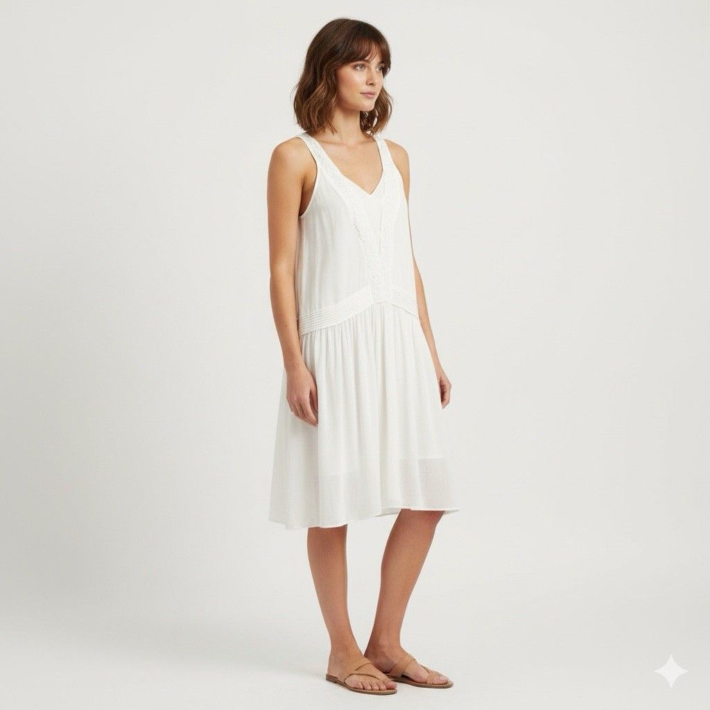 zara white embroidered midi dress White Embroidered Midi Dress by Zara