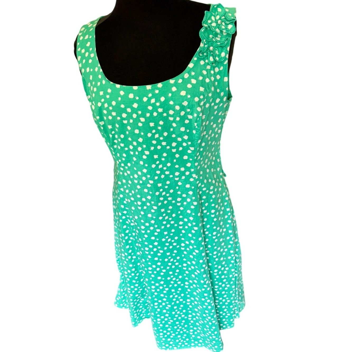 Vintage Vintage Robbie Bee Green White Polka Dot Dress Med Large 12 Size M / US 6-8 / IT 42-44 - 1 Thumbnail