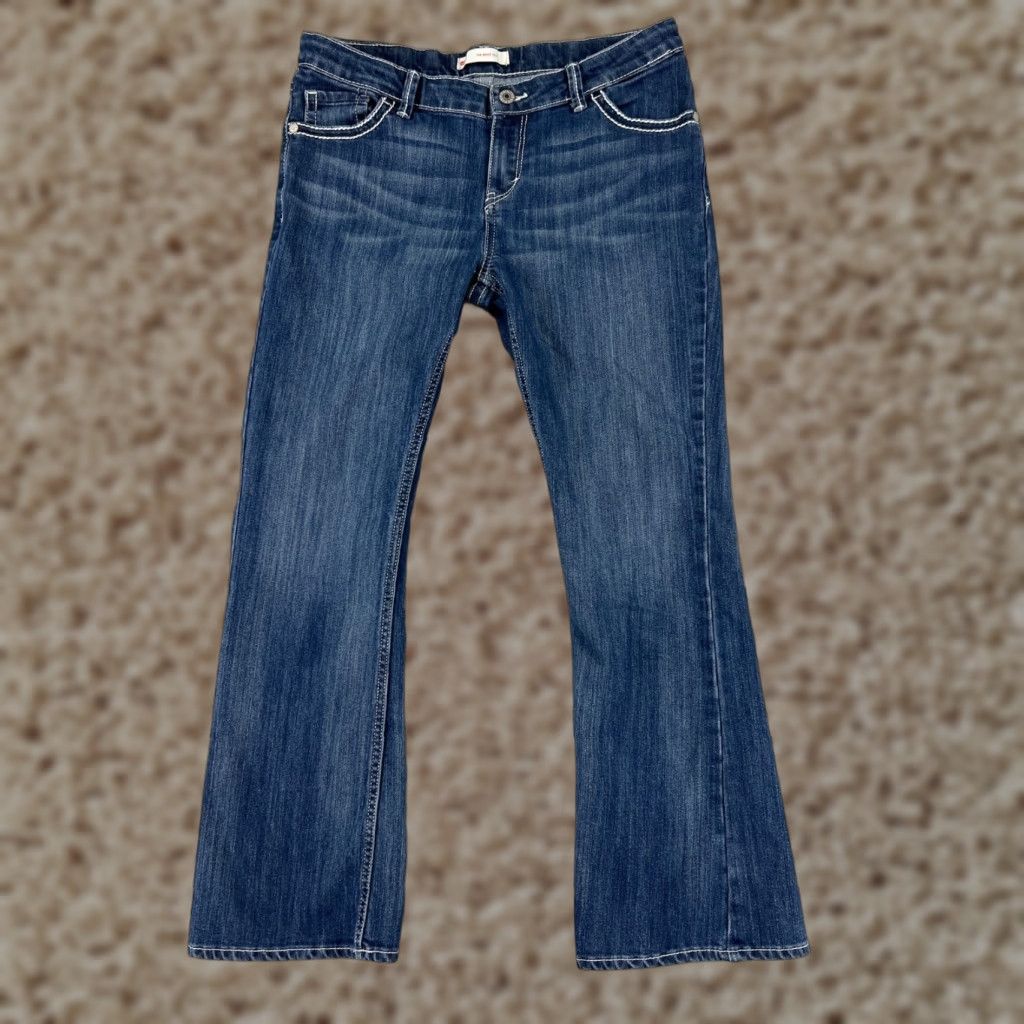 Levi's Womens Levis Pants 14.5 Blue Denim Cotton Blend Stretch Bootcut Embroidered Size 36" / US 14 / IT 50 - 1 Thumbnail