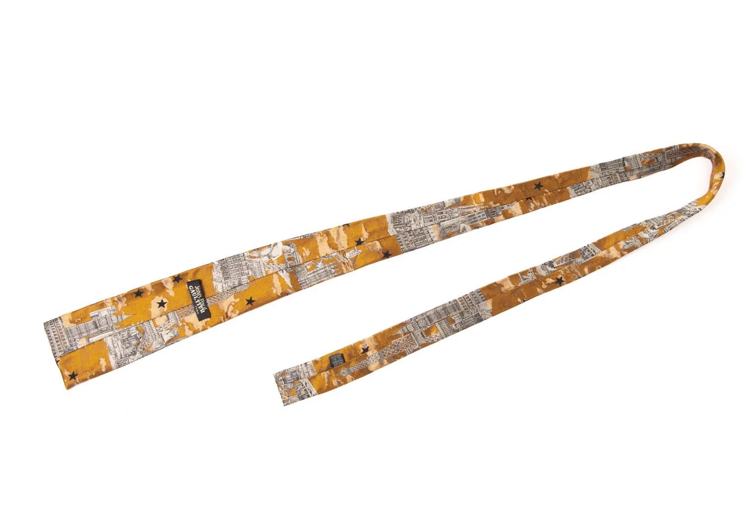 Jean Paul Gaultier Eiffel Tower Jacquard Square Silk Tie in Yellow-Grey Size ONE SIZE - 7 Thumbnail