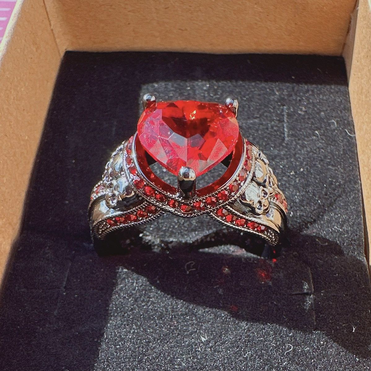 Designer Ed Force red diamond crystal paved black tone skeleton Size ONE SIZE - 4 Thumbnail