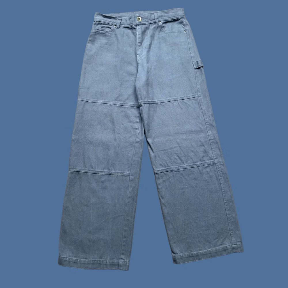 Vintage No Boundaries Pants Mens Gray Carpenter Jeans Double Knee Front Baggy Y2K 30X31 Regular 30 Inseam Wide-Leg Canvas Cotton Workwear Casual Mens Size US 30 / EU 46 - 1 Thumbnail