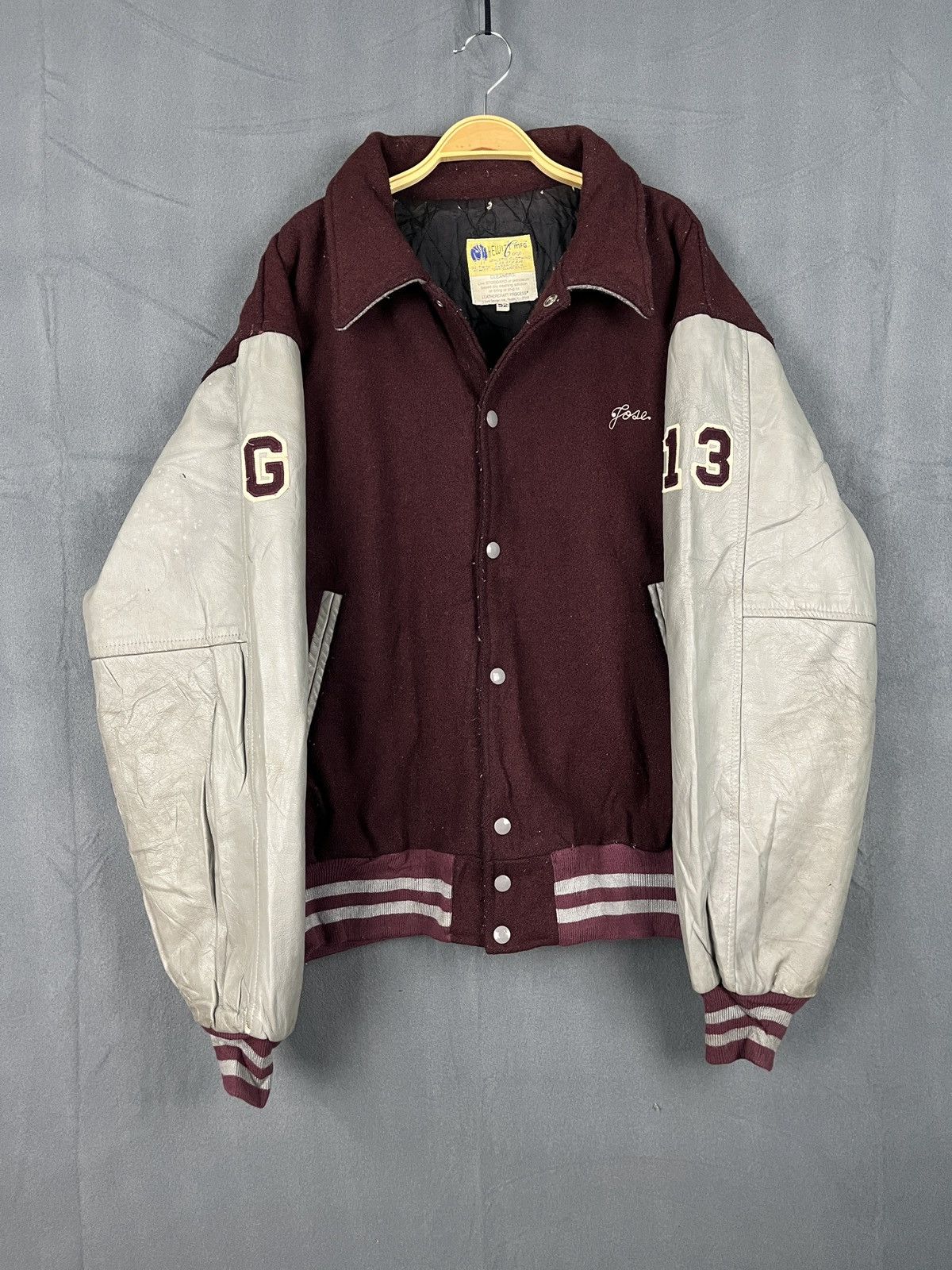 Vintage Vintage Wool Leather Varsity Jacket Clifton Basketball Size US L / EU 52-54 / 3 - 2 Thumbnail