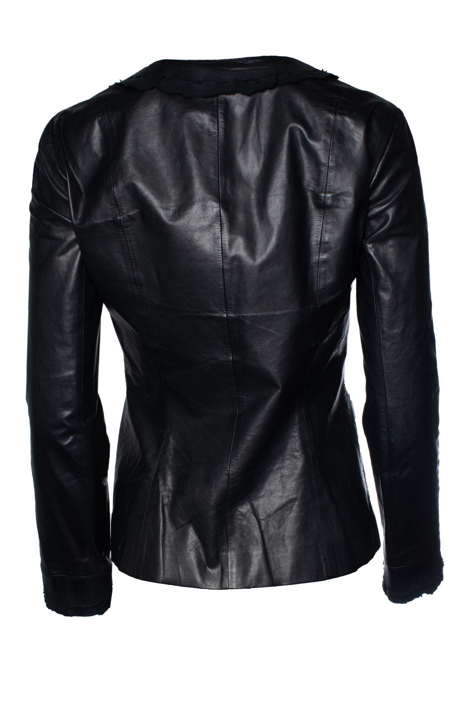 Chanel Chanel, black little 4 pocket ruched jacket in leather Size S / US 4 / IT 40 - 3 Thumbnail