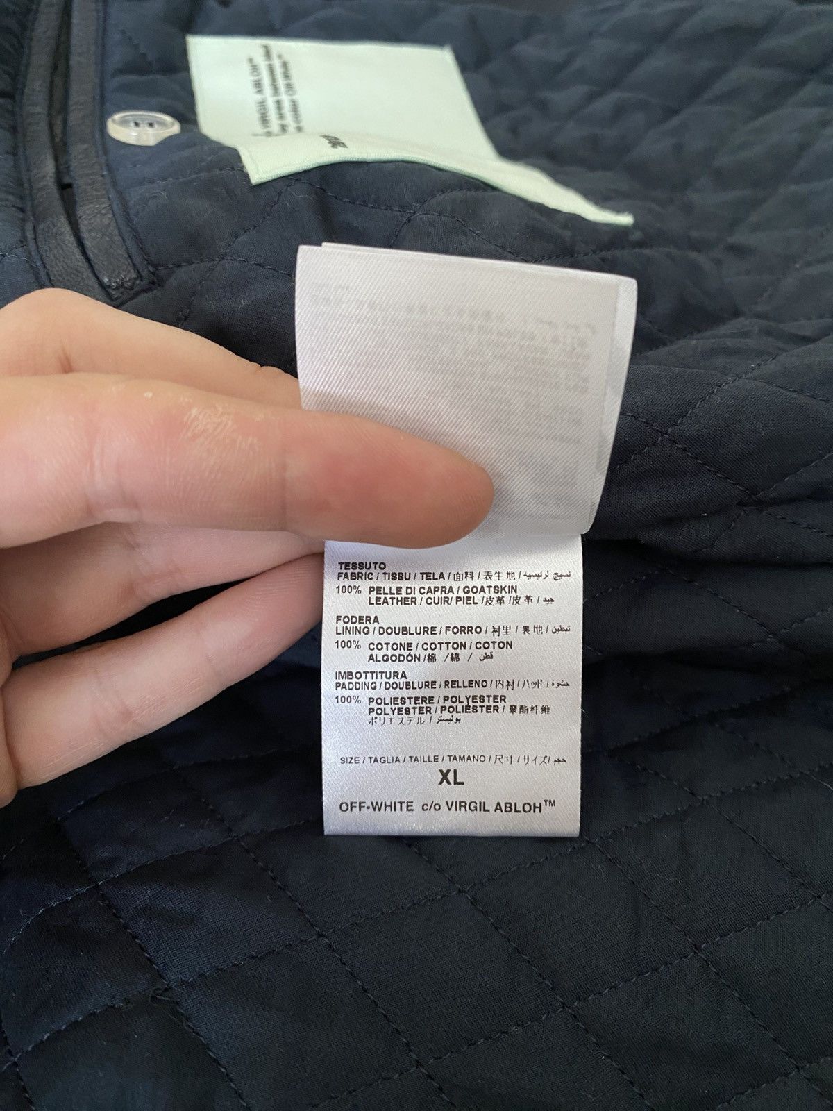 Off-White Off-White Aviator Bomber Leather Jacket Navy XL Size US XL / EU 56 / 4 - 15 Thumbnail