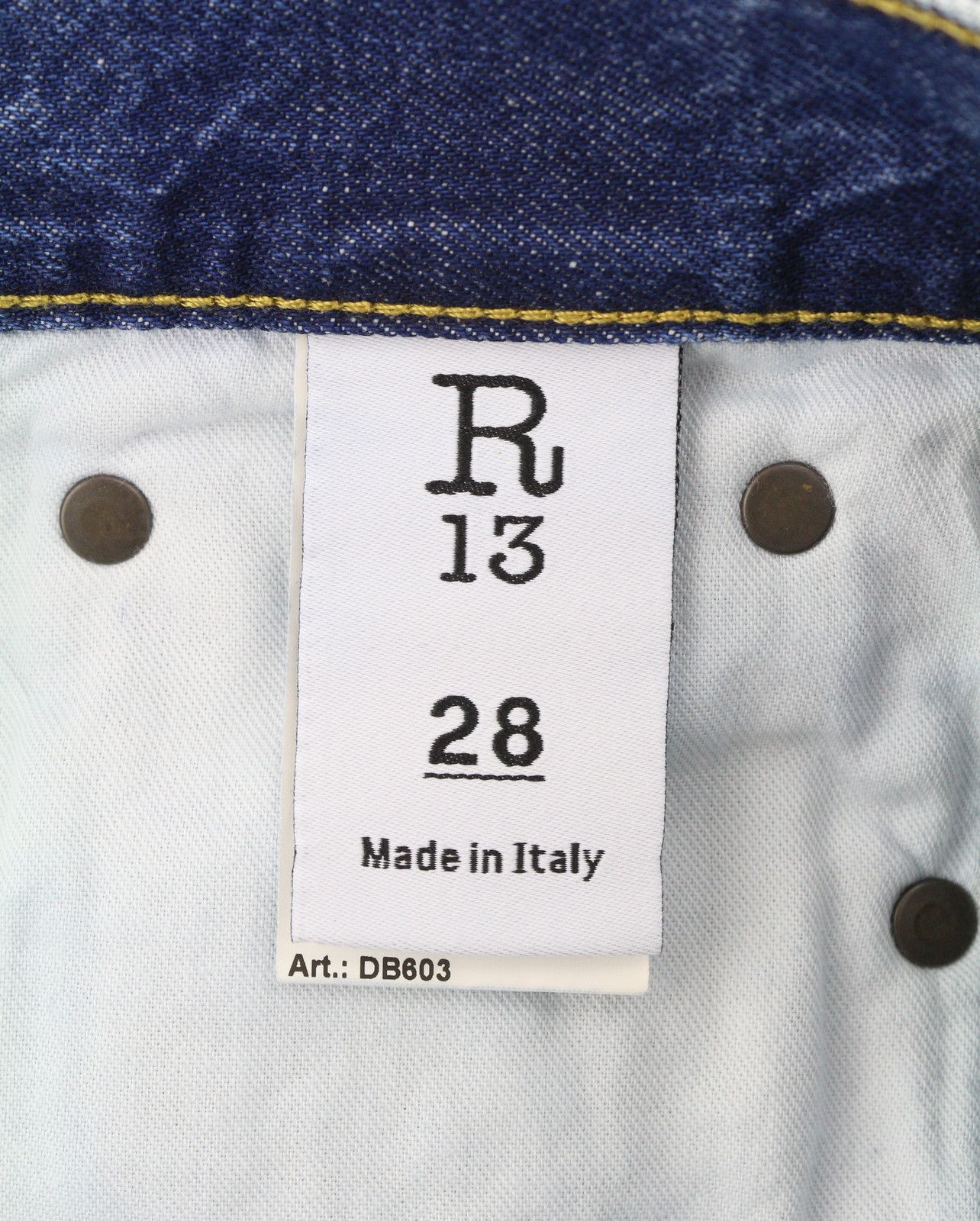 R13 ROMEO 28 Hutton Blue Faded Zip Fly Jeans 87173 Size 28" / US 6 / IT 42 - 8 Thumbnail