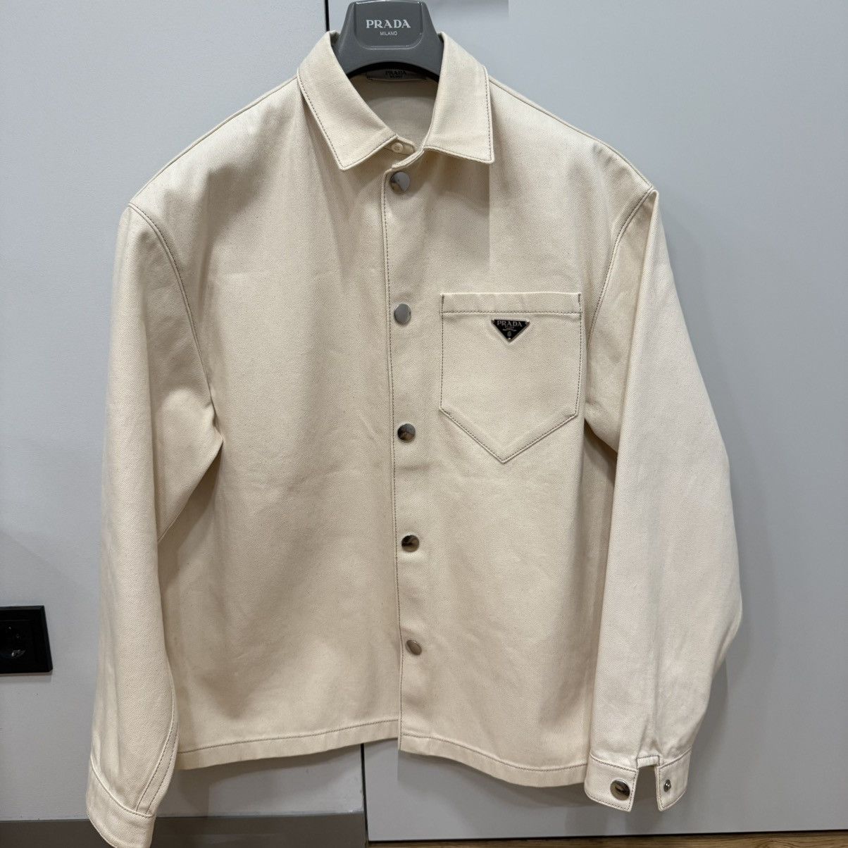 Prada Prada beige denim shirt with triangle logo, size M. Size US M / EU 48-50 / 2 - 3 Thumbnail