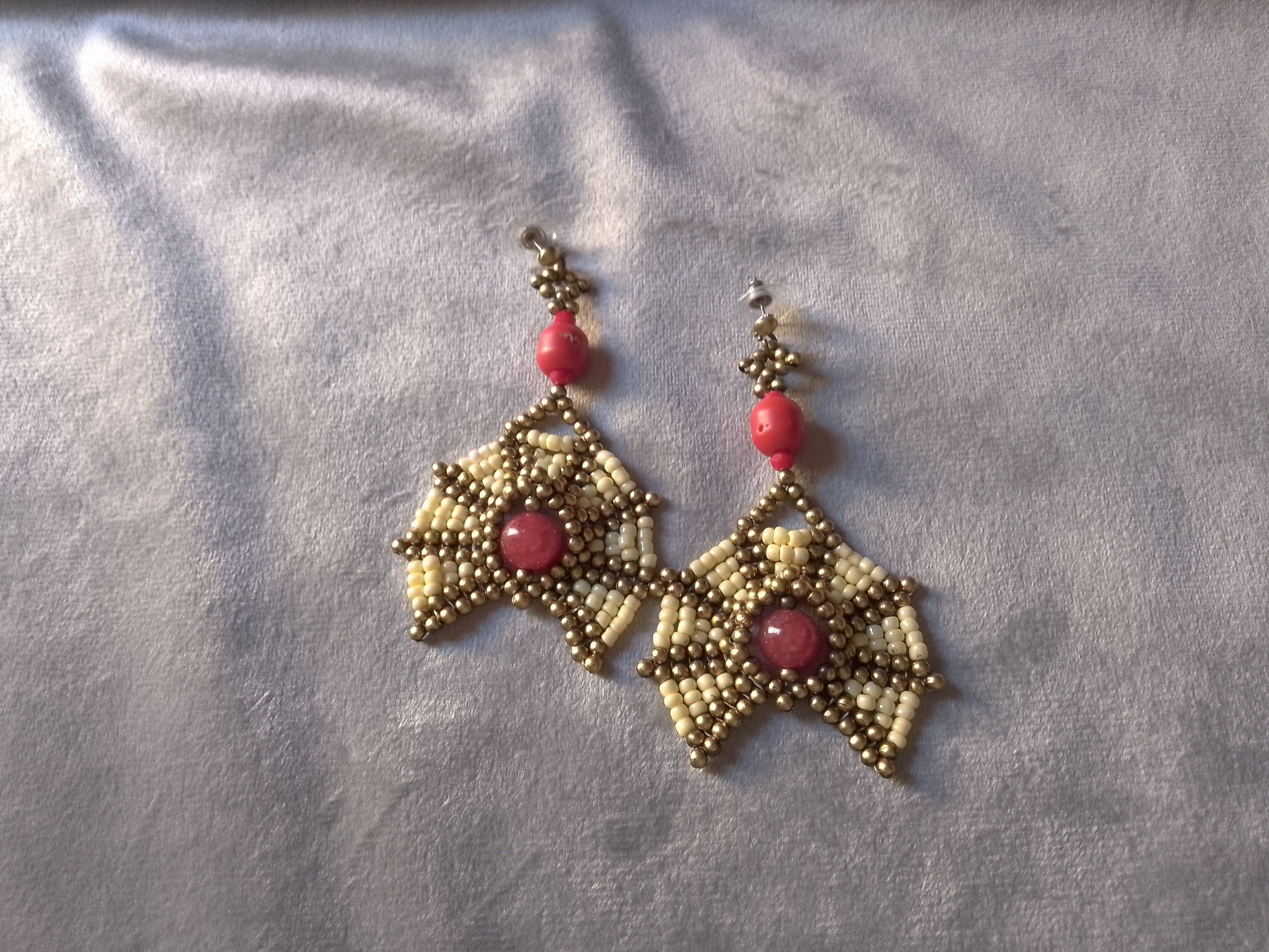 Handmade Earrings Boho Ethnic Agate Bamboo Coral Gemstones Size ONE SIZE - 4 Thumbnail