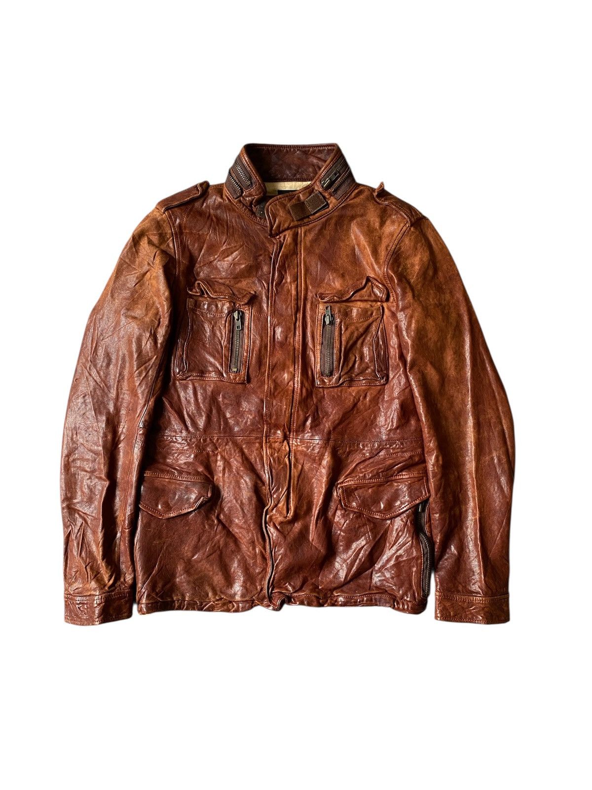 Leather Unlimited Japan Multipocket Patina Sheep Leather Jacket Size US M / EU 48-50 / 2 - 1 Thumbnail
