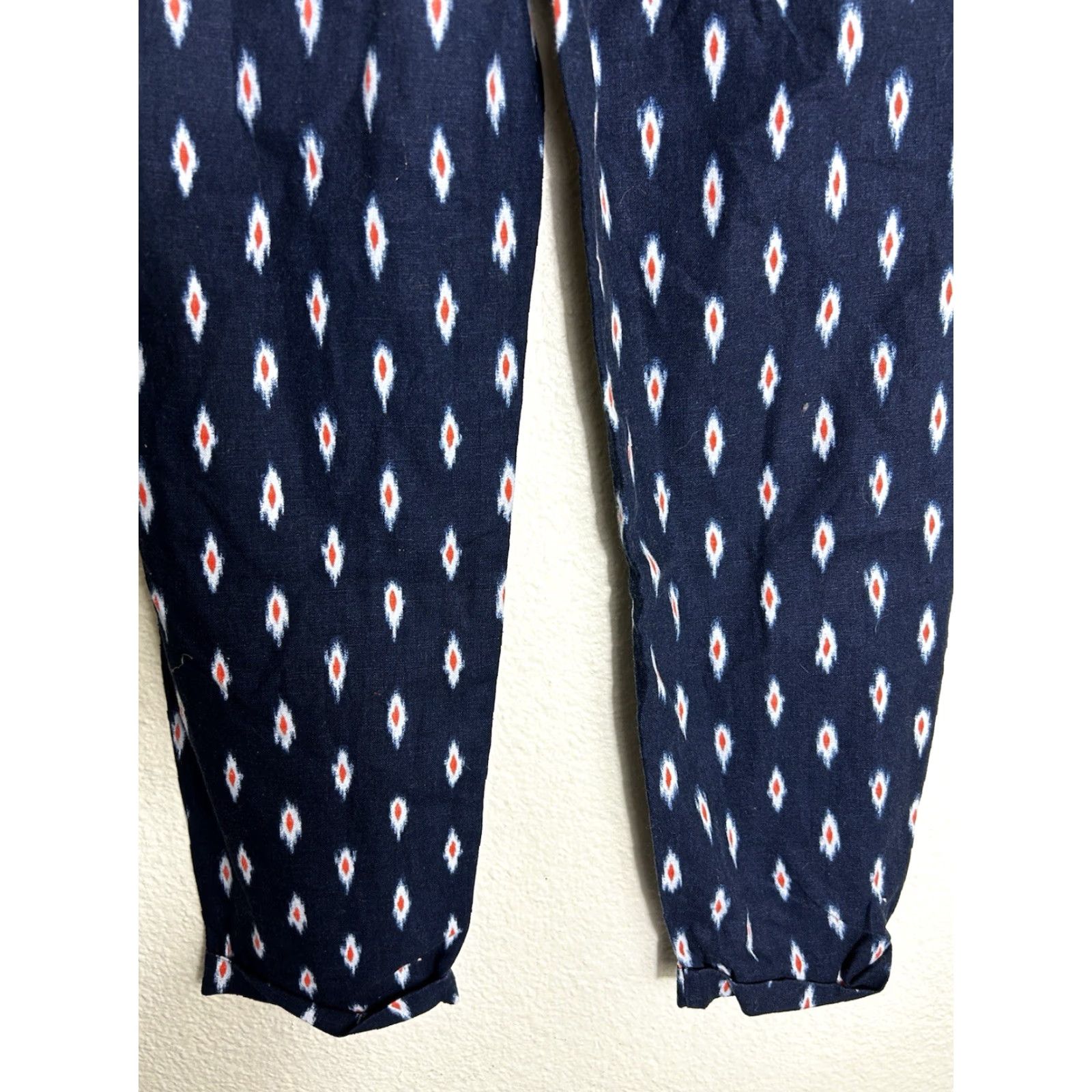 J.Crew J.CREW Womens Pants Ikat Linen Blend Drawstring Blue Southwest 30x26 Size 6 Ankle Size 28" / US 6 / IT 42 - 7 Thumbnail