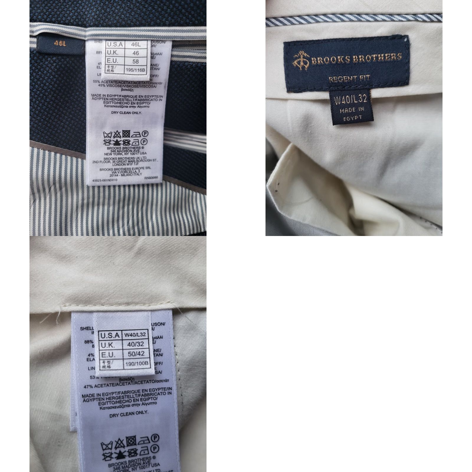 Brooks Brothers Brooks Brothers Regent Blue Black Check Birdseye Suit 46L Jacket Blazer Pant W40 2 Piece Men Size 46R - 9 Thumbnail