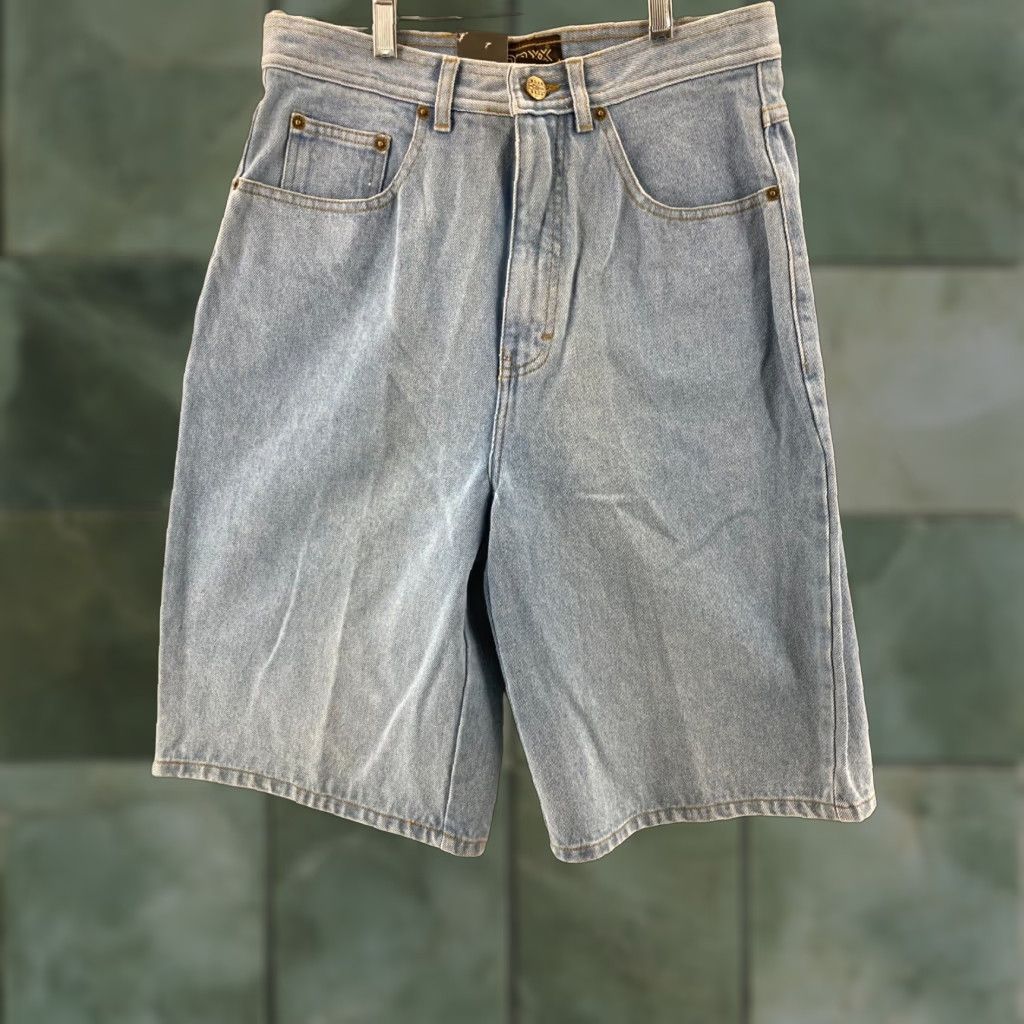 Vintage Boxx Denim Shorts Mens 31 Blue Baggy Hip Hop 90s Chino Relaxed Fit Size US 31 - 1 Thumbnail