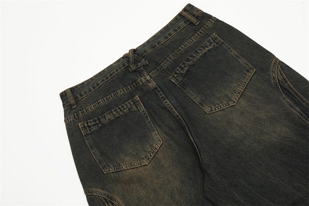 Japanese Brand × Vintage Men's patchwork straight distressed washed jeans Size US 34 / EU 50 - 6 Thumbnail