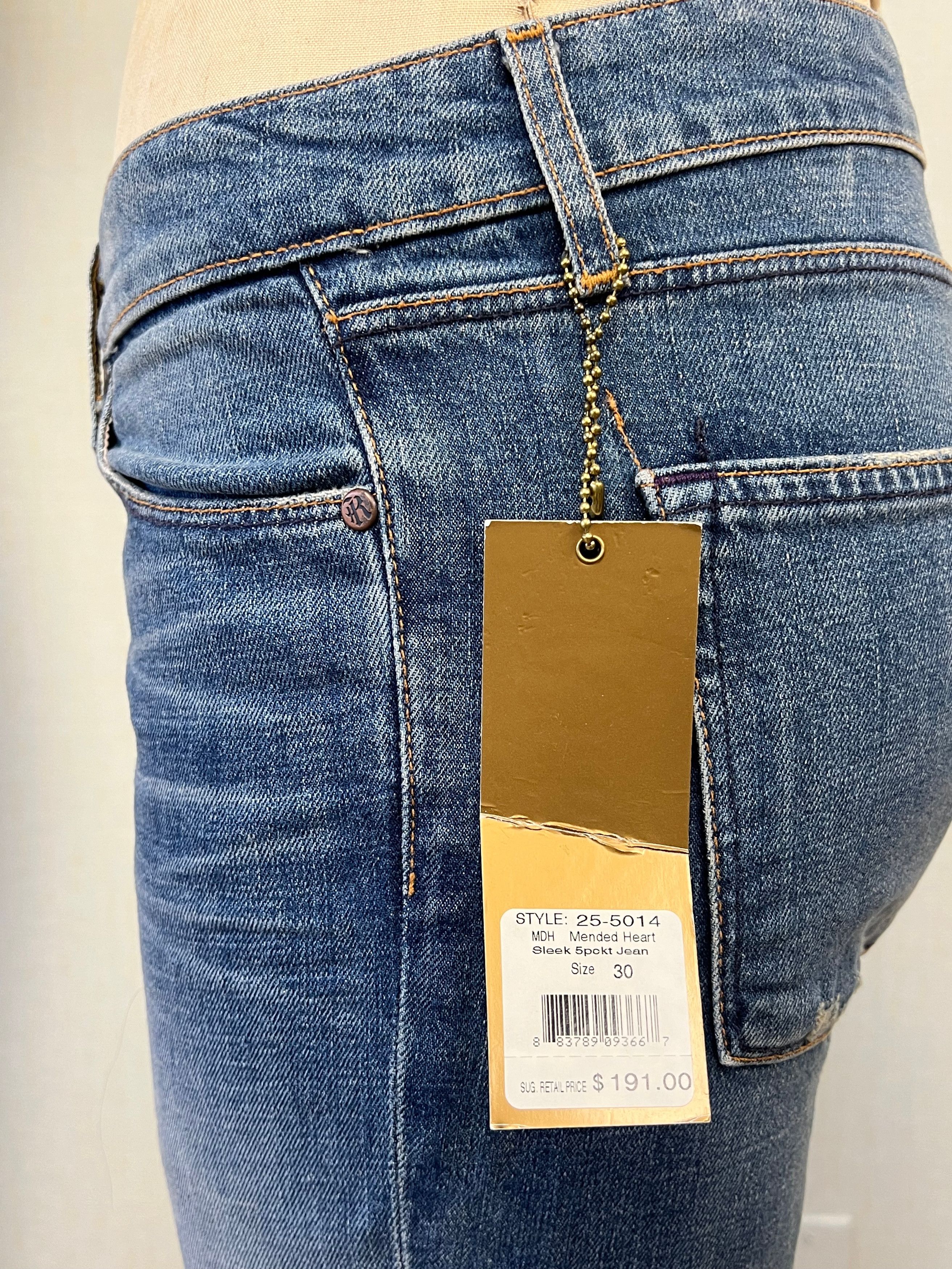 Other NWT Y2K Rich & Skinny Mended Heart Low Rise Jeans 30 Size 30" / US 8 / IT 44 - 5 Thumbnail
