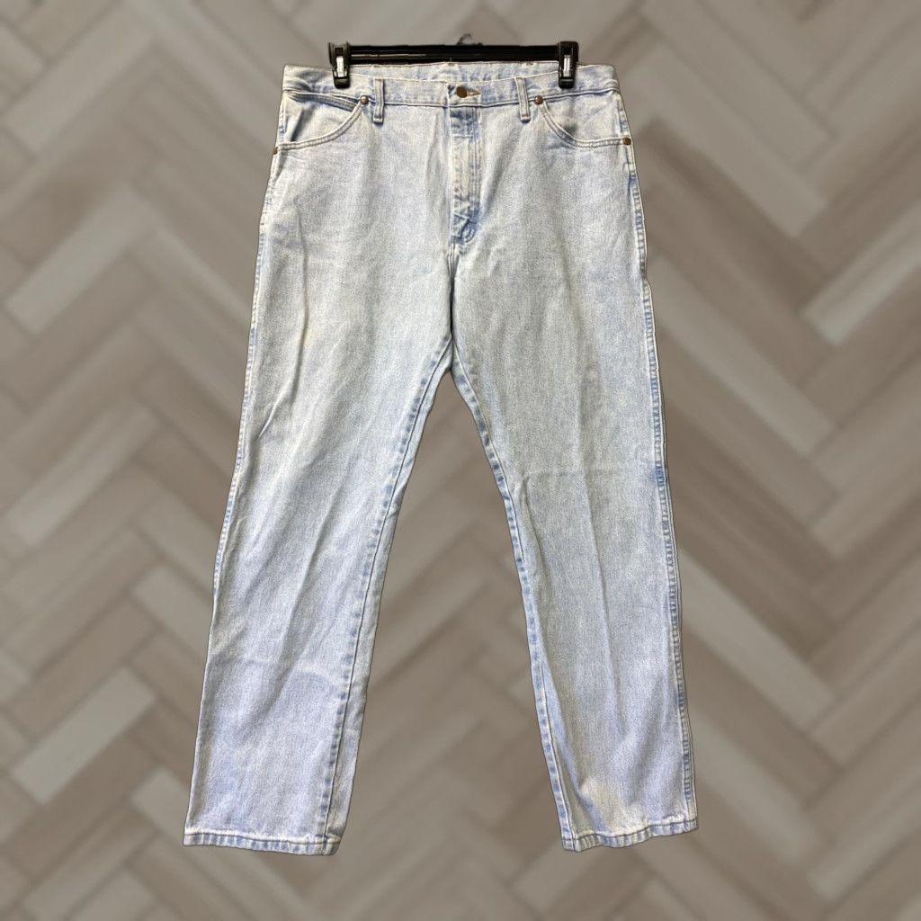 VINTAGE Wrangler Jeans Mens 38x32 Cowboy Western Denim Straight Mid 5-Pocket Blue 90s Mens