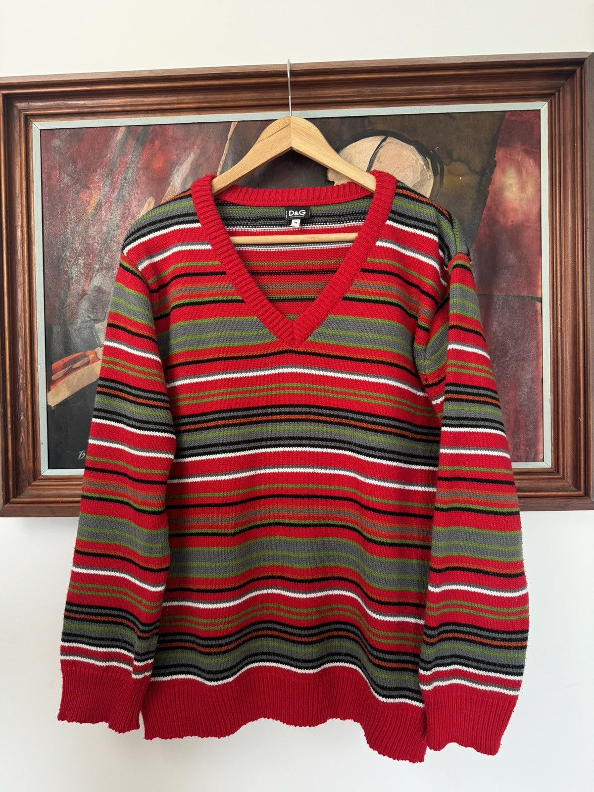 Dolce & Gabbana DOLCE GABBANA LUXURY Y2K VINTAGE STRIPED KNIT SWEATER WOOL Size US M / EU 48-50 / 2 - 1 Thumbnail