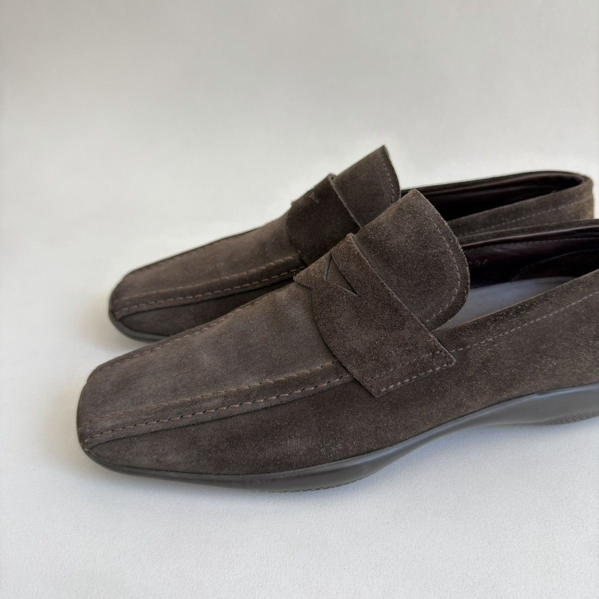 Prada Brown Suede ‘Square Toe’ Loafers Size US 8 / EU 41 - 12 Thumbnail