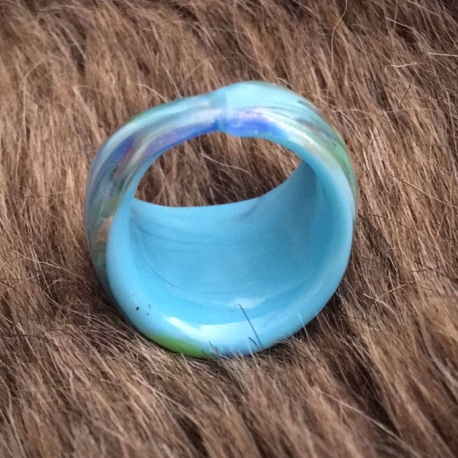 Handmade Handmade fused glass wide band ring Size ONE SIZE - 6 Thumbnail