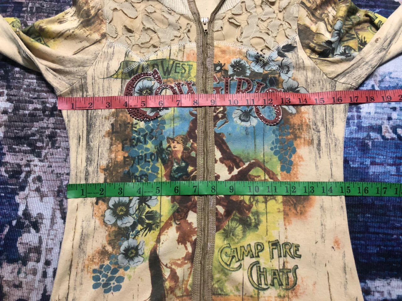 Cowboy Equipment Sugar Vanilla Cowgirl Over Print Hoodie Zipper Rare Size XS / US 0-2 / IT 36-38 - 15 Thumbnail