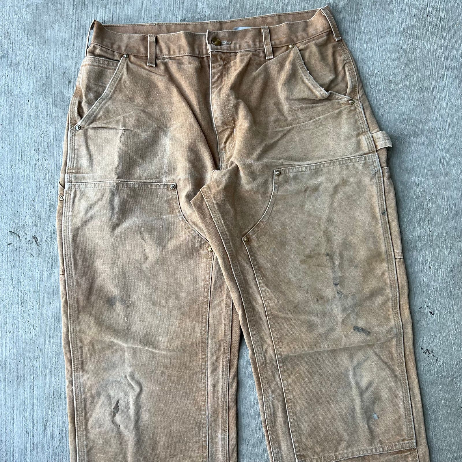 Carhartt × Vintage Carhartt faded brown double knee work wear carpenter pants Size US 31 - 2 Thumbnail
