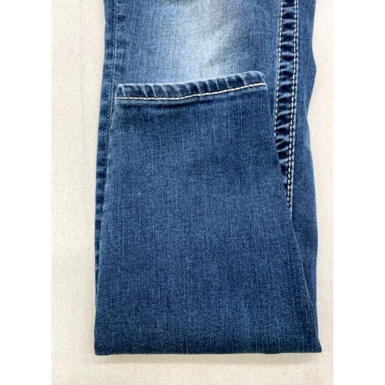 Vintage VIGOSS Womens Denim Jeans Skinny 2 27x29 Blue Solid Distressed Pockets Stretch Embroidered Sequin 5-Pocket Regular Womens Size 26" / US 2 / IT 38 - 2 Thumbnail