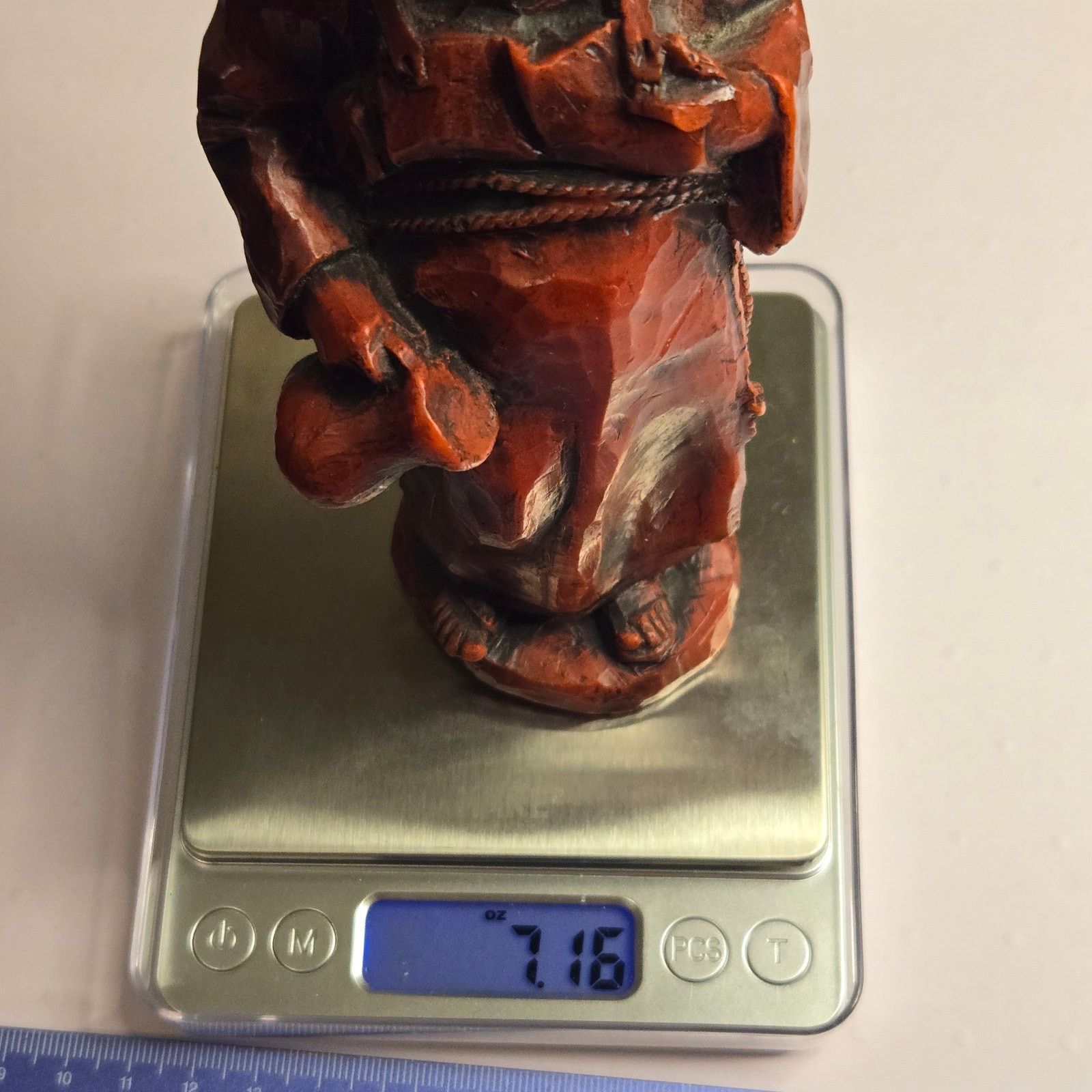 Vintage Vintage Hand-Carved Monk Folk Art Figurine - Red Patinated Size ONE SIZE - 8 Thumbnail