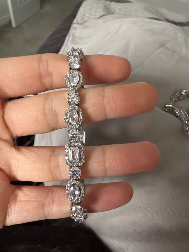 Jewelry Oval Rectangle Silver Color Bracelet Size ONE SIZE - 3 Thumbnail