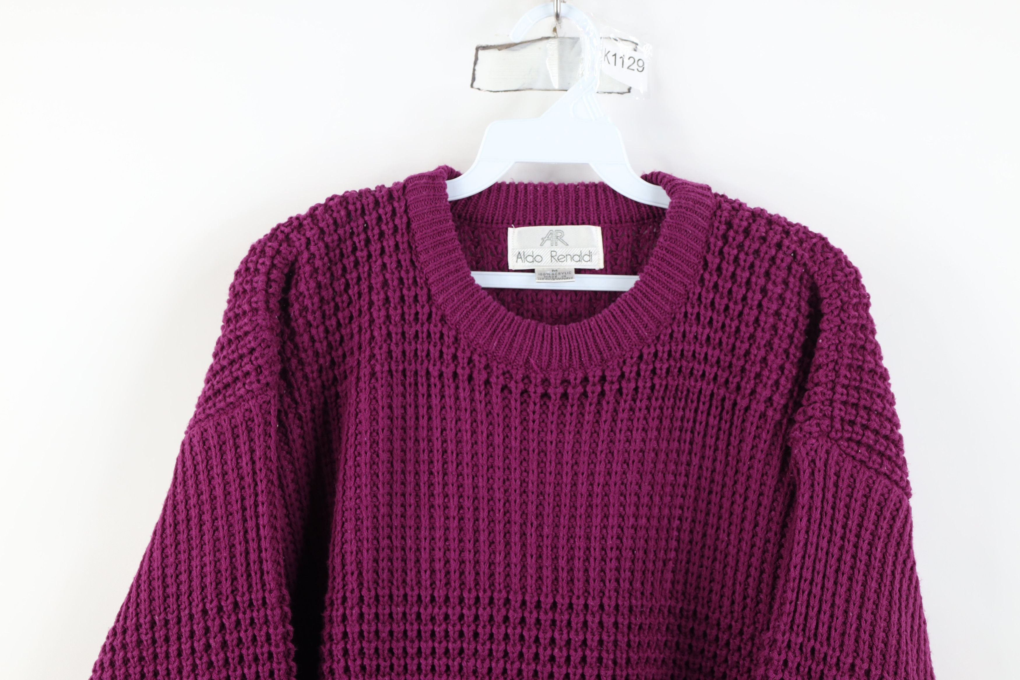 Vintage Vintage 90s Streetwear Ribbed Knit Crewneck Sweater Purple Size US M / EU 48-50 / 2 - 2 Thumbnail