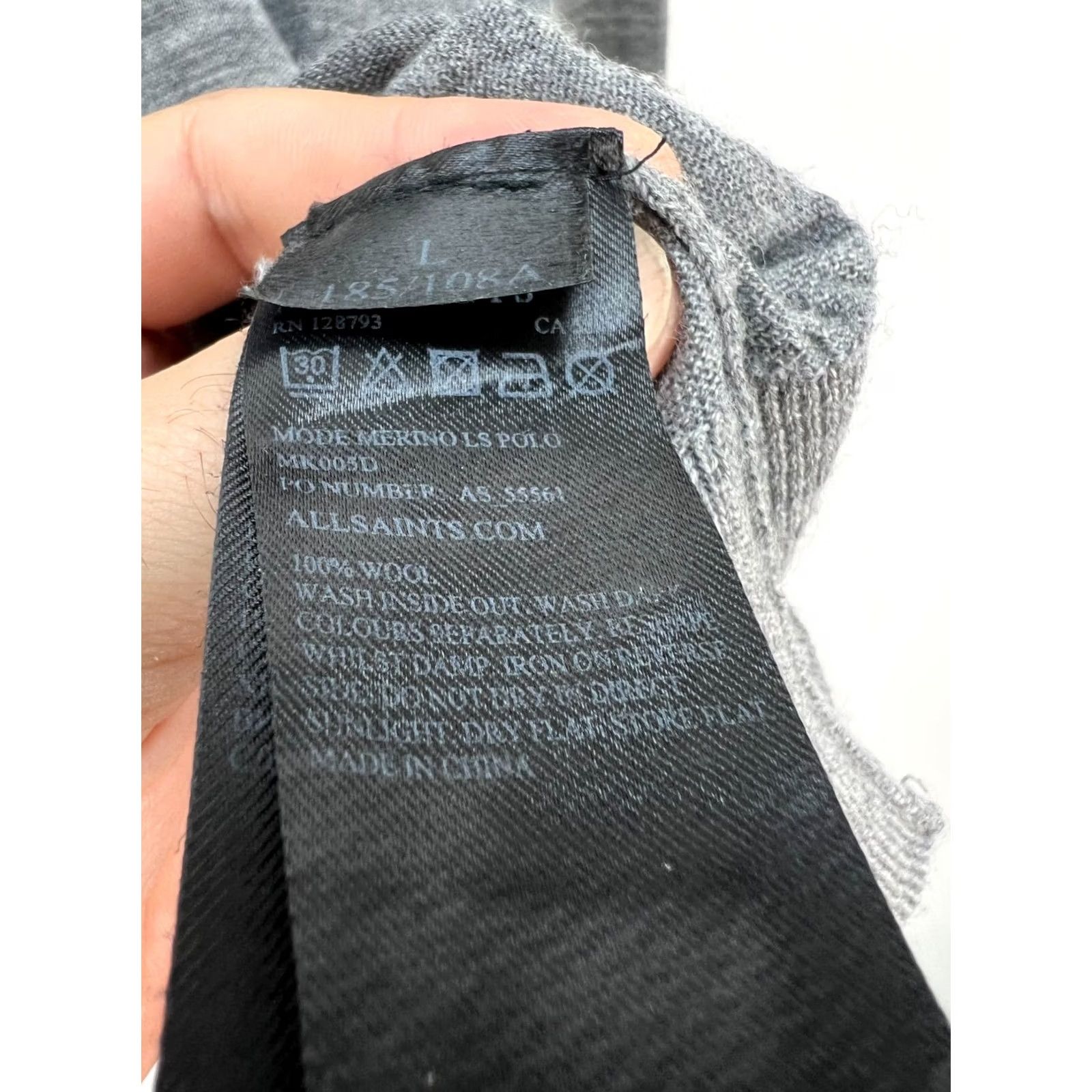 Allsaints AllSaints 100% Merino Mode LS Polo Shirt Pullover Gray Size L Mens Size US L / EU 52-54 / 3 - 5 Thumbnail