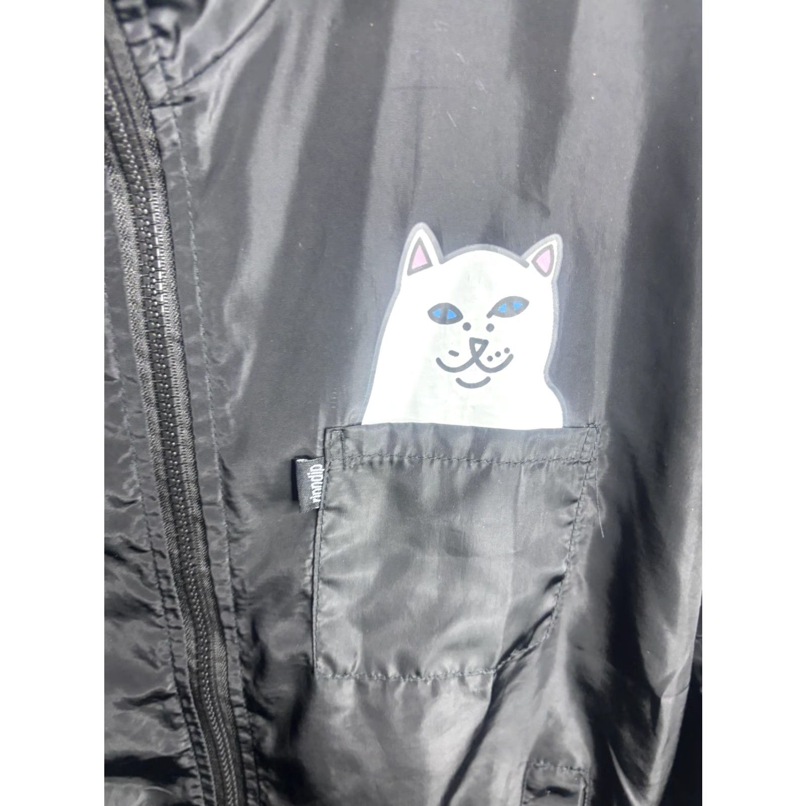 RIPNDIP RIPNDIP Jacket Mens Medium Black Hooded Windbreaker Cat Graphic Zip Size US M / EU 48-50 / 2 - 4 Thumbnail