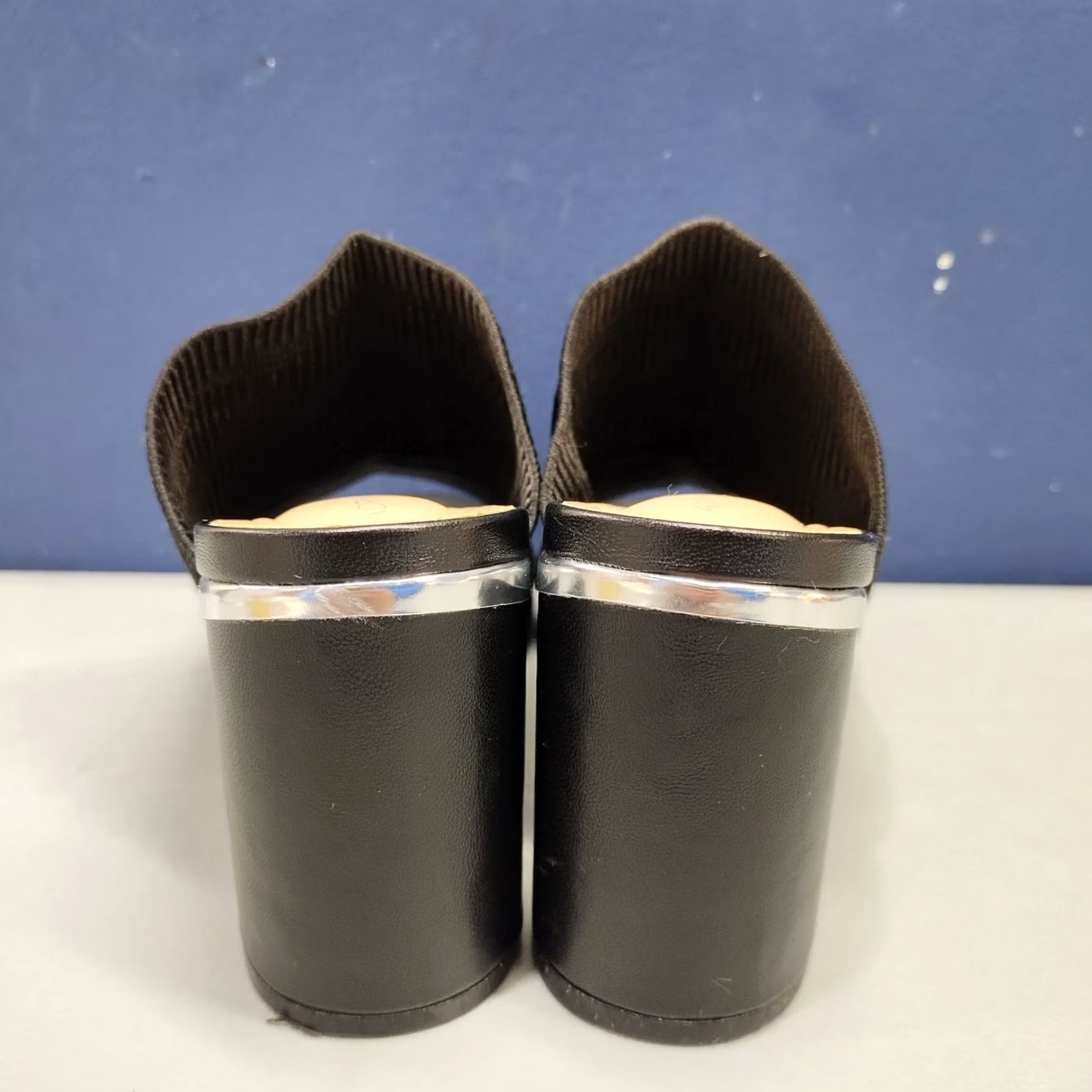Vintage Adrienne Vittadini Aimie Heeled Slide Sandals Womens Size 5M Black Stretch Knit Size US 5 / IT 35 - 5 Thumbnail
