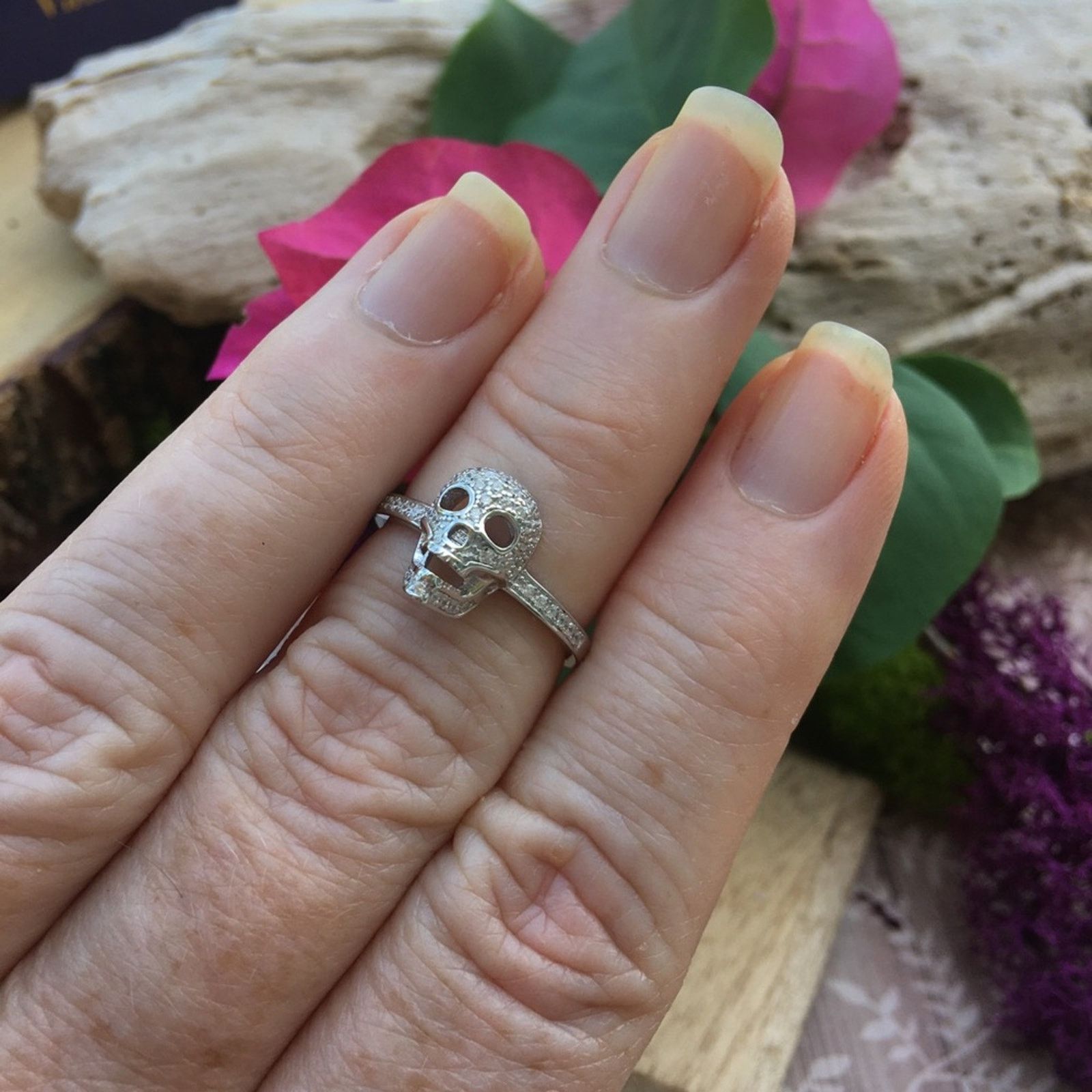 The Unbranded Brand Sterling Silver Skull CZ Ring Size 8 Size ONE SIZE - 5 Thumbnail