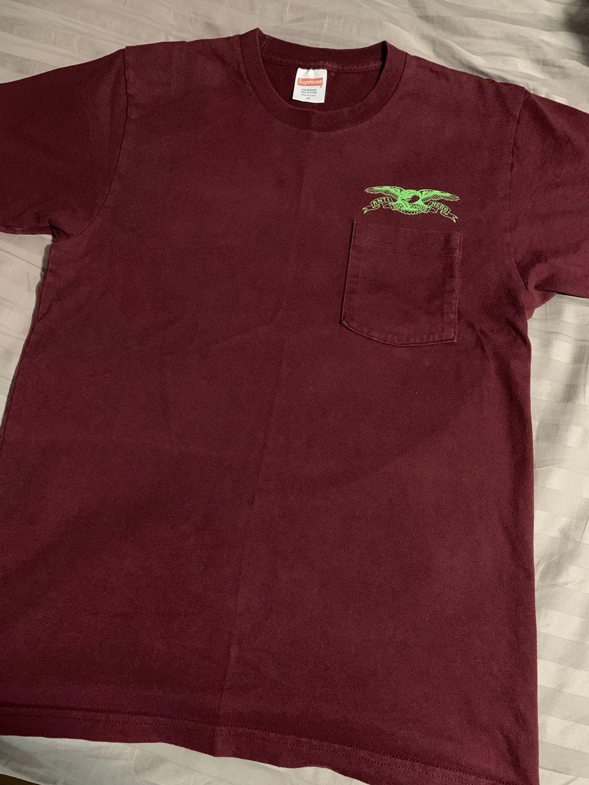 Antihero × Supreme SS16 Supreme Antihero Pocket Tee Burgandy Size US M / EU 48-50 / 2 - 4 Thumbnail