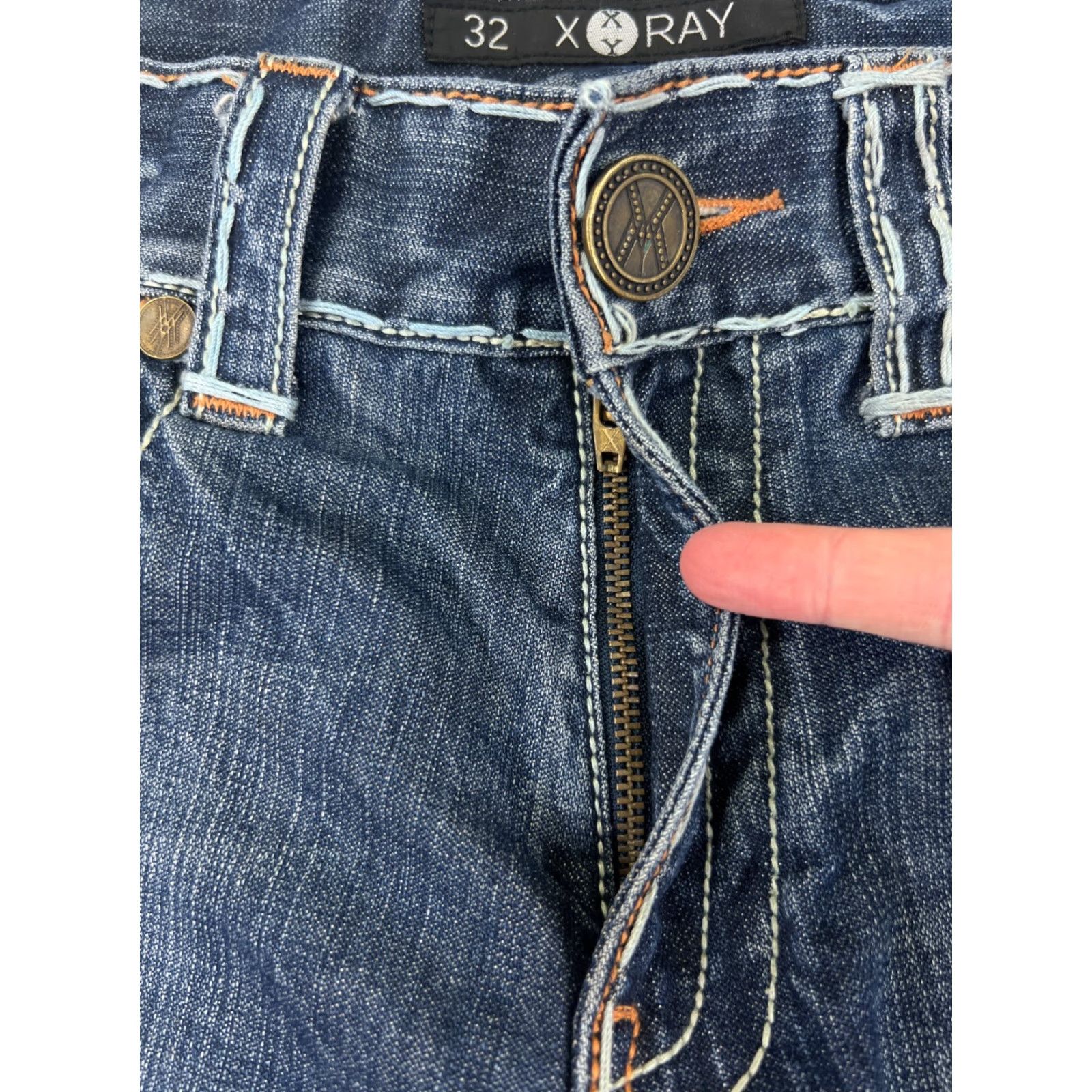 Vintage XRay Jeans Mens 32 Blue Denim Straight 100% Cotton Straight 32x31 Jeans Men Blue Denim 100% Cotton Regular Fit 5-Pocket Mens Size US 32 / EU 48 - 5 Thumbnail
