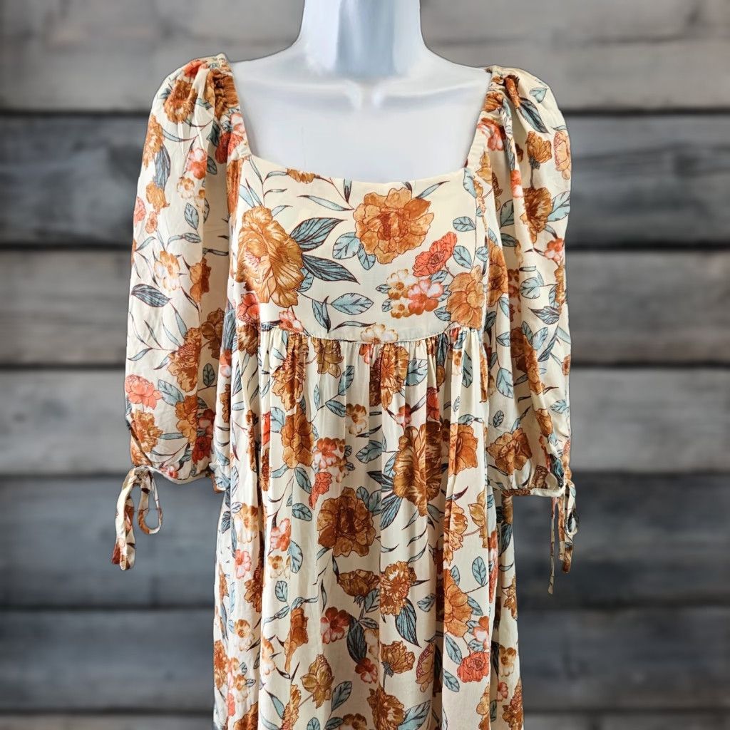 Vintage Hayden Womens Dress Small Cream Pink Floral 3/4 Sleeve Rayon Size S / US 4 / IT 40 - 1 Thumbnail