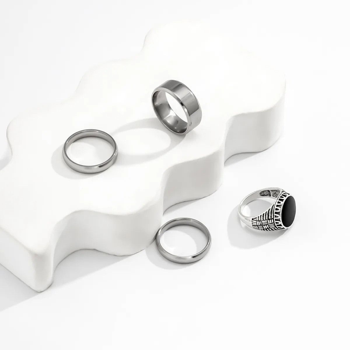 Vintage Stainless Steel Rings Set Size ONE SIZE - 4 Thumbnail